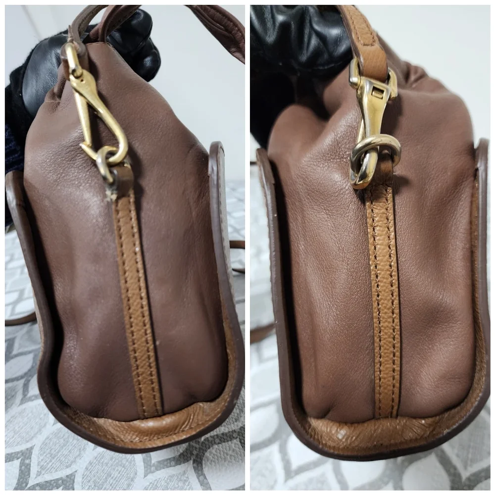 Burberry Leather Drawstring Crossbody Bag Brown